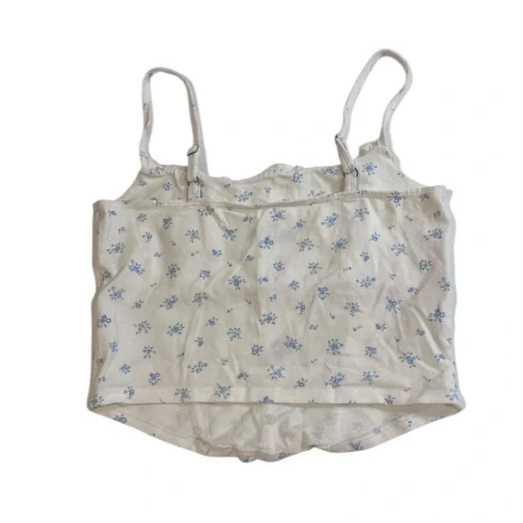 hollister white and blue floral ruffle milkmaid bustier tank top small - Picture 3 of 7